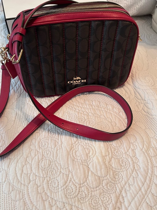 Coach Handbags - Coach Quilted Signature Crossbody Bag in red/brown logo